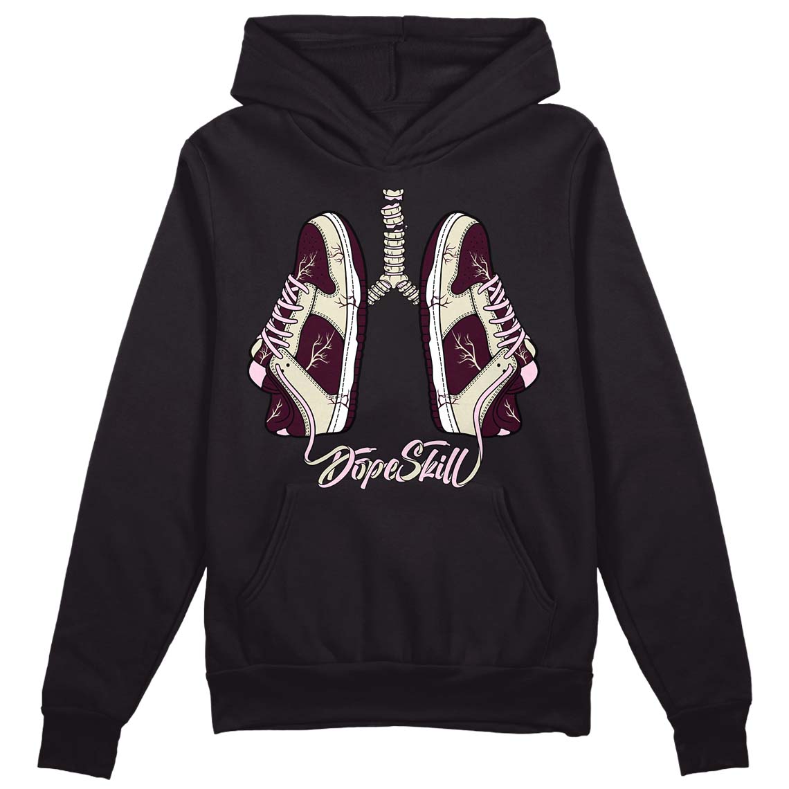 Dunk Low Night Maroon and Medium Soft Pink DopeSkill Hoodie Sweatshirt Breathe Graphic Streetwear - Black 