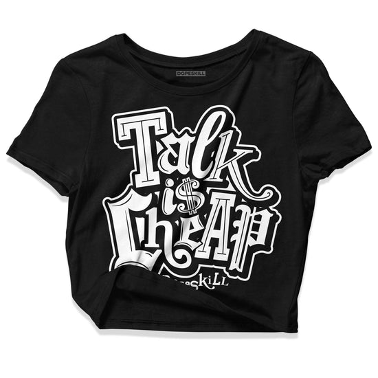 Jordan 1 High 85 Black White DopeSkill Women's Crop Top Talk Is Chip Graphic Streetwear  - Black