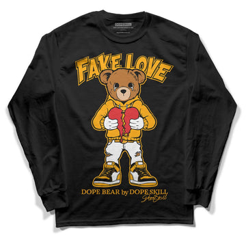 Taxi Yellow Toe 1s DopeSkill Long Sleeve T-Shirt Fake Love Graphic - Black 