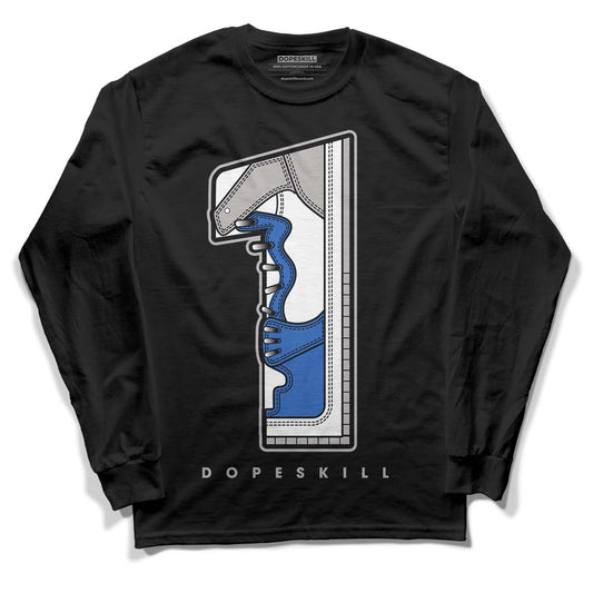 True Blue 1s DopeSkill Long Sleeve T-Shirt No.1 Graphic - Black