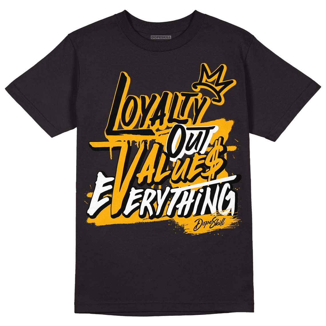 Goldenrod Dunk DopeSkill T-Shirt LOVE Graphic - Black 