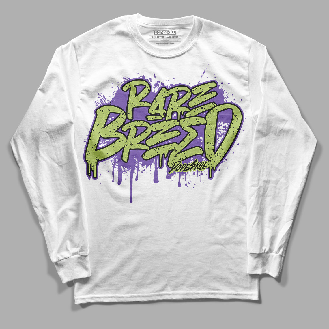 Canyon Purple 4s DopeSkill Long Sleeve T-Shirt Rare Breed Graphic - White 