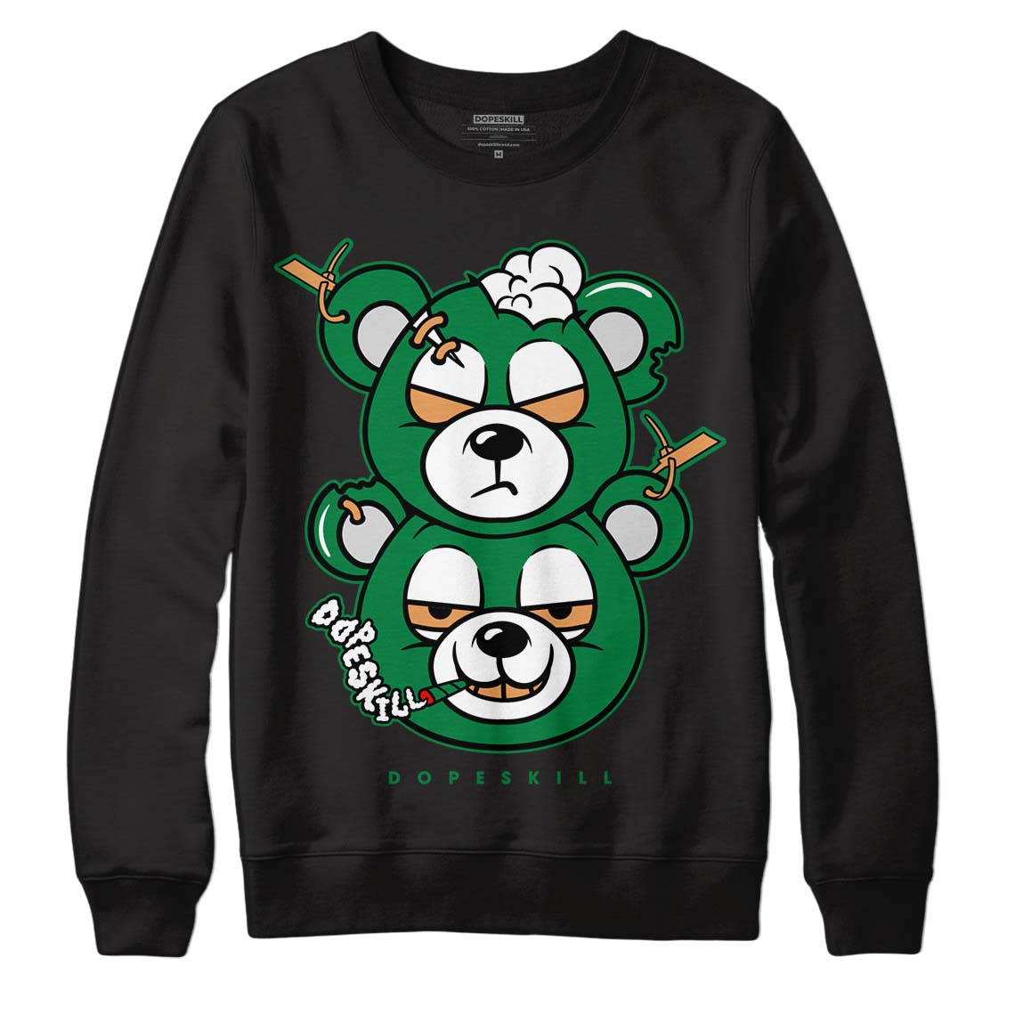 Nike SB x Jordan 4 “Pine Green” DopeSkill Sweatshirt New Double Bear Graphic Streetwear - Black