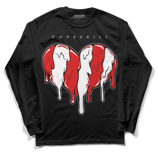 Gym Red 9s DopeSkill Long Sleeve T-Shirt Slime Drip Heart Graphic - Black