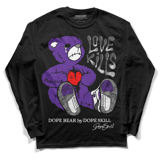 Dark Iris 3s DopeSkill Long Sleeve T-Shirt Love Kills Graphic - Black