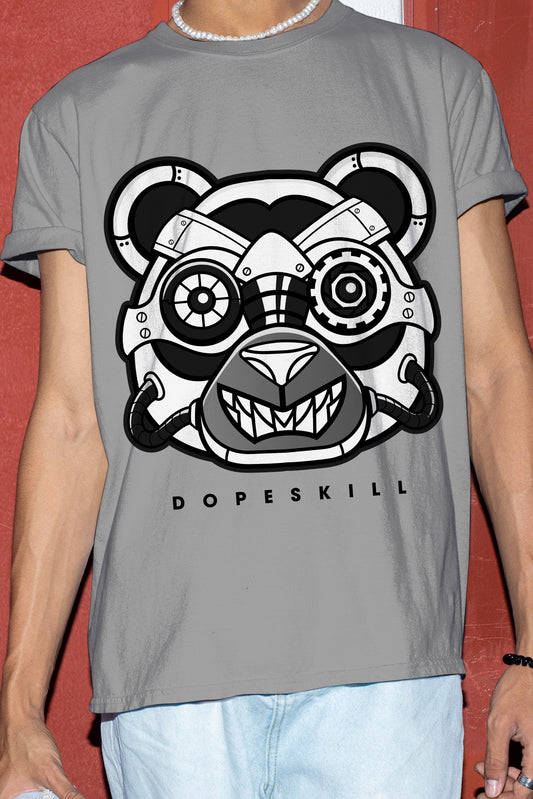 AJ 12 Playoffs DopeSkill Metallic Silver T-shirt Robo Bear Graphic