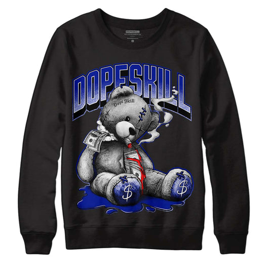 Racer Blue White Dunk Low DopeSkill Sweatshirt Sick Bear Graphic - Black 