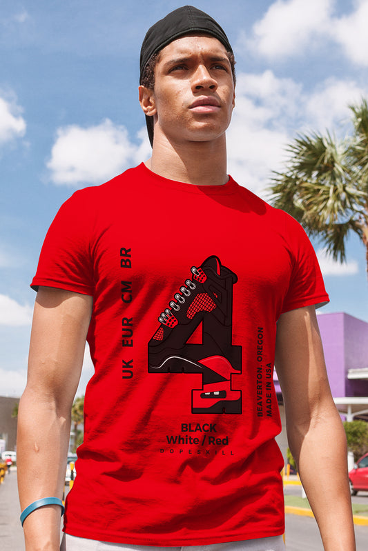AJ 4 Red Thunder DopeSkill Red T-shirt N x I Graphic