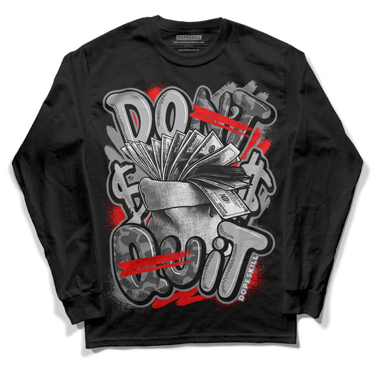 Jordan 5 Retro P51 Camo DopeSkill Long Sleeve T-Shirt Don't Quit Graphic Streetwear  - Black 