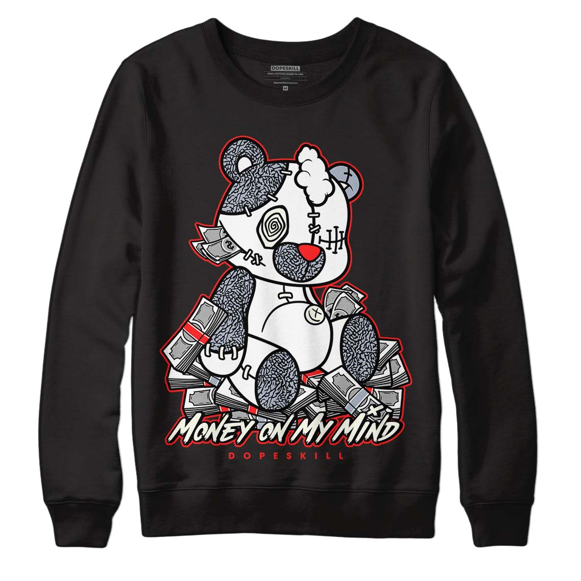 Jordan 3 Retro White Cement Reimagined DopeSkill Sweatshirt MOMM Bear Graphic Streetwear - Black