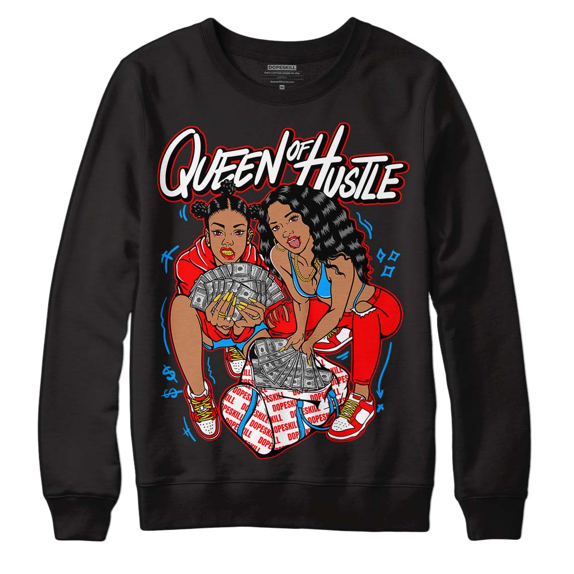 Fruity Pebbles Dunks DopeSkill Sweatshirt Queen Of Hustle Graphic - Black