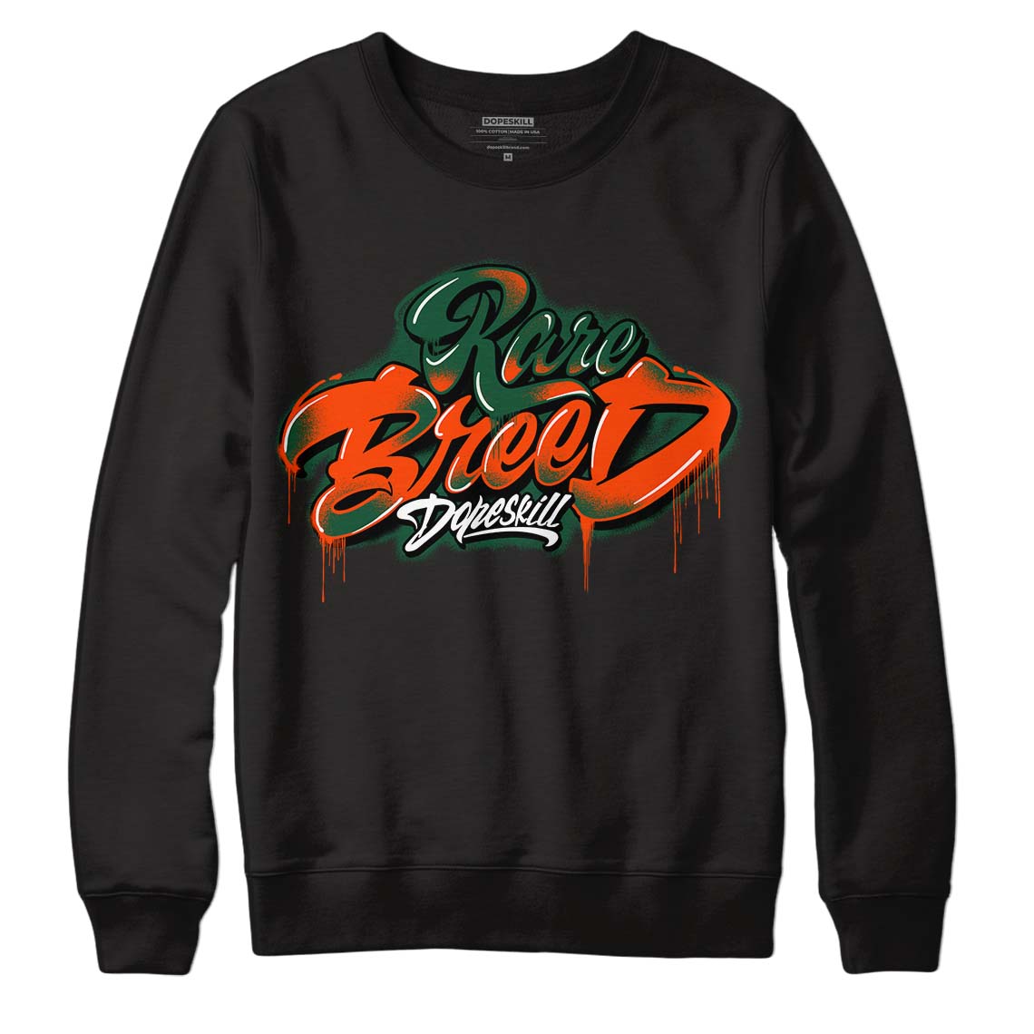 Dunk Low Team Dark Green Orange DopeSkill Sweatshirt Rare Breed Type Graphic - Black