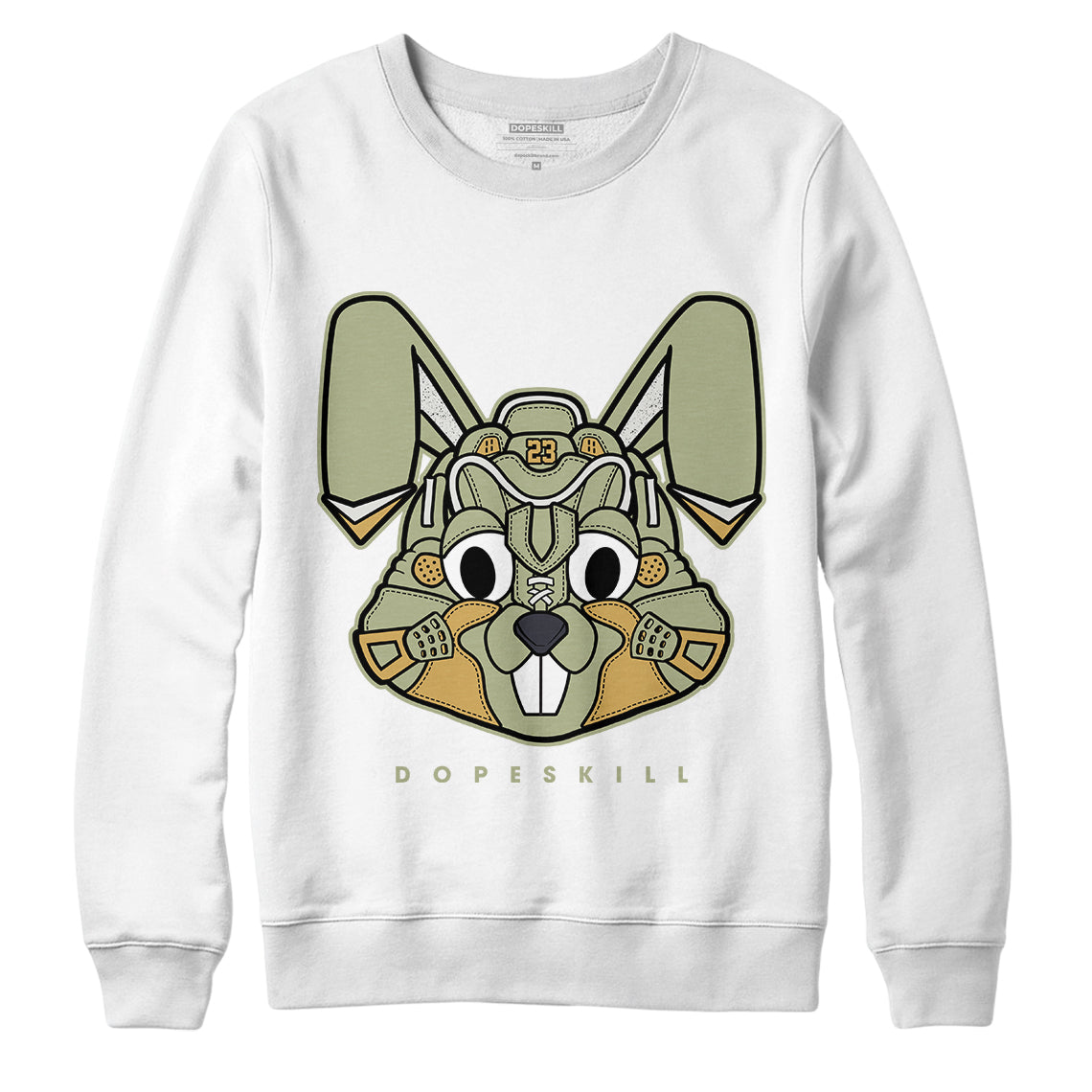 Jordan 5 Jade Horizon DopeSkill Sweatshirt Sneaker Rabbit Graphic - White 