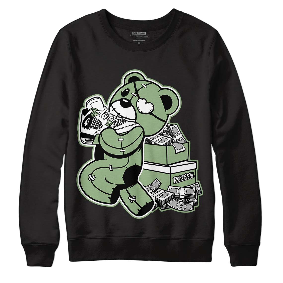 Jordan 4 Retro “Seafoam”  DopeSkill Sweatshirt Bear Steals Sneaker Graphic Streetwear  - Black 