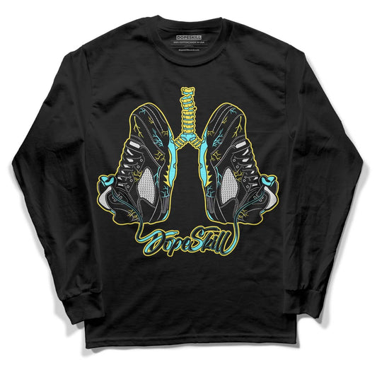 Aqua 5s DopeSkill Long Sleeve T-Shirt Breathe Graphic - Black 