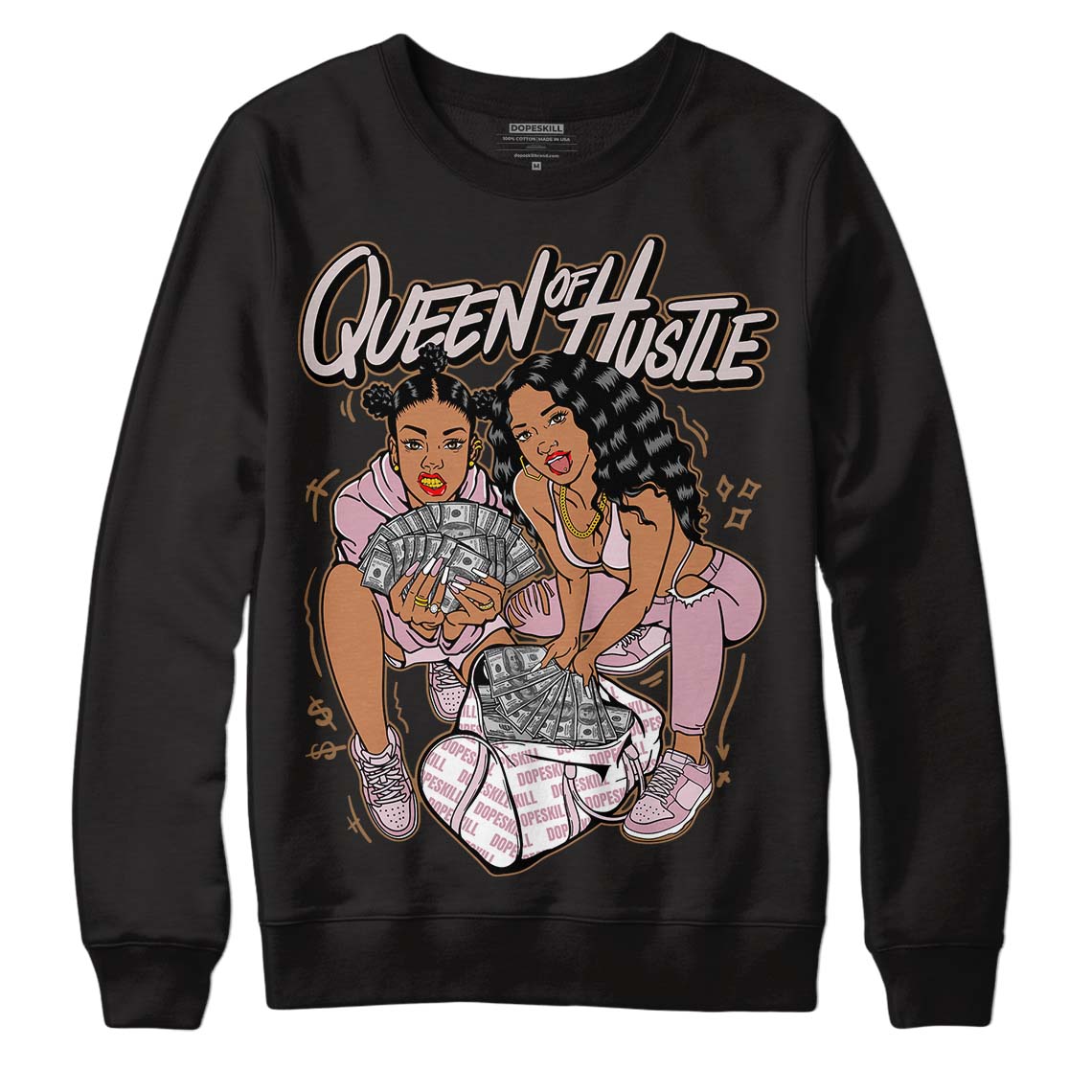 Dunk Low Teddy Bear Pink DopeSkill Sweatshirt Queen Of Hustle Graphic - Black 