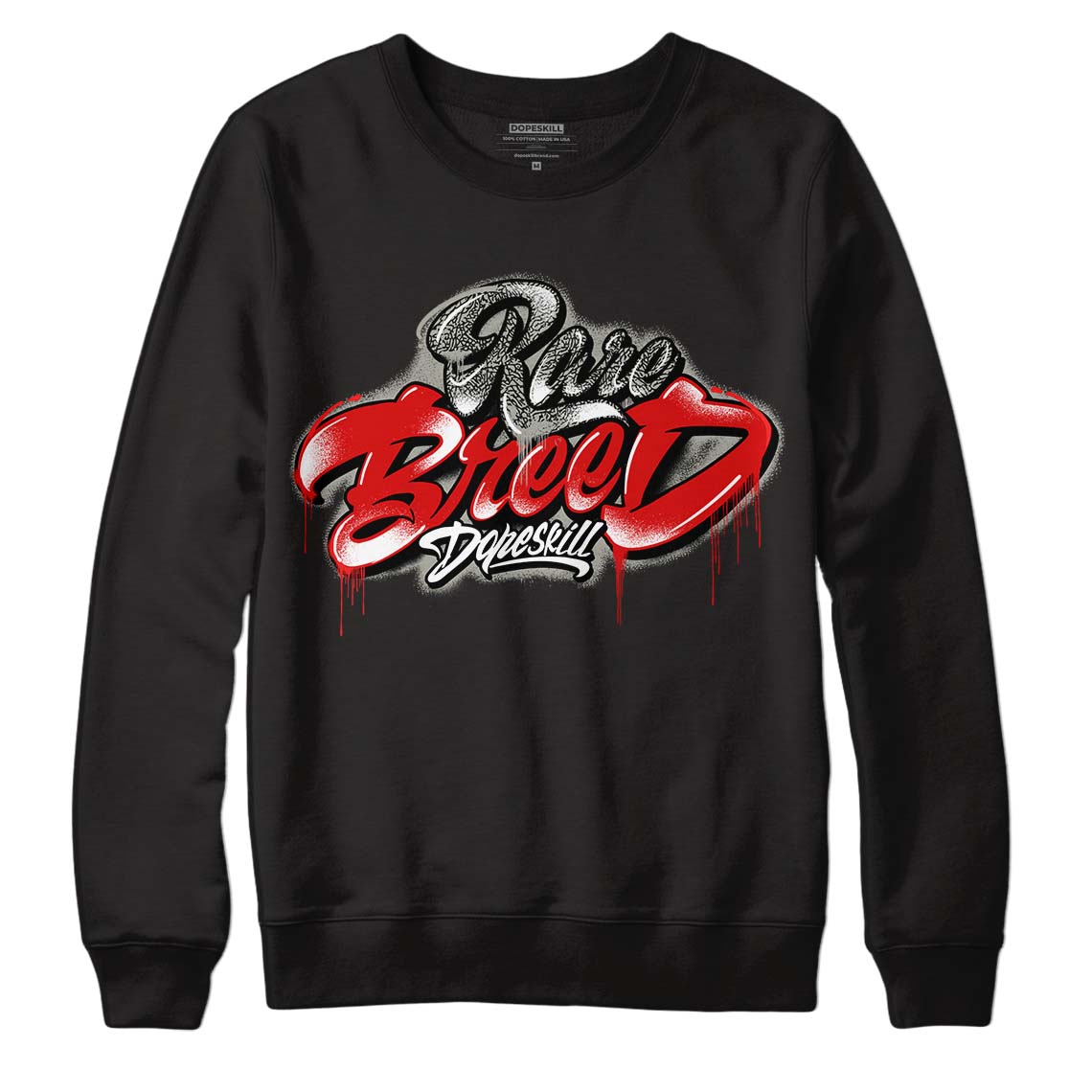 Fire Red 3s DopeSkill Sweatshirt Rare Breed Type Graphic - Black