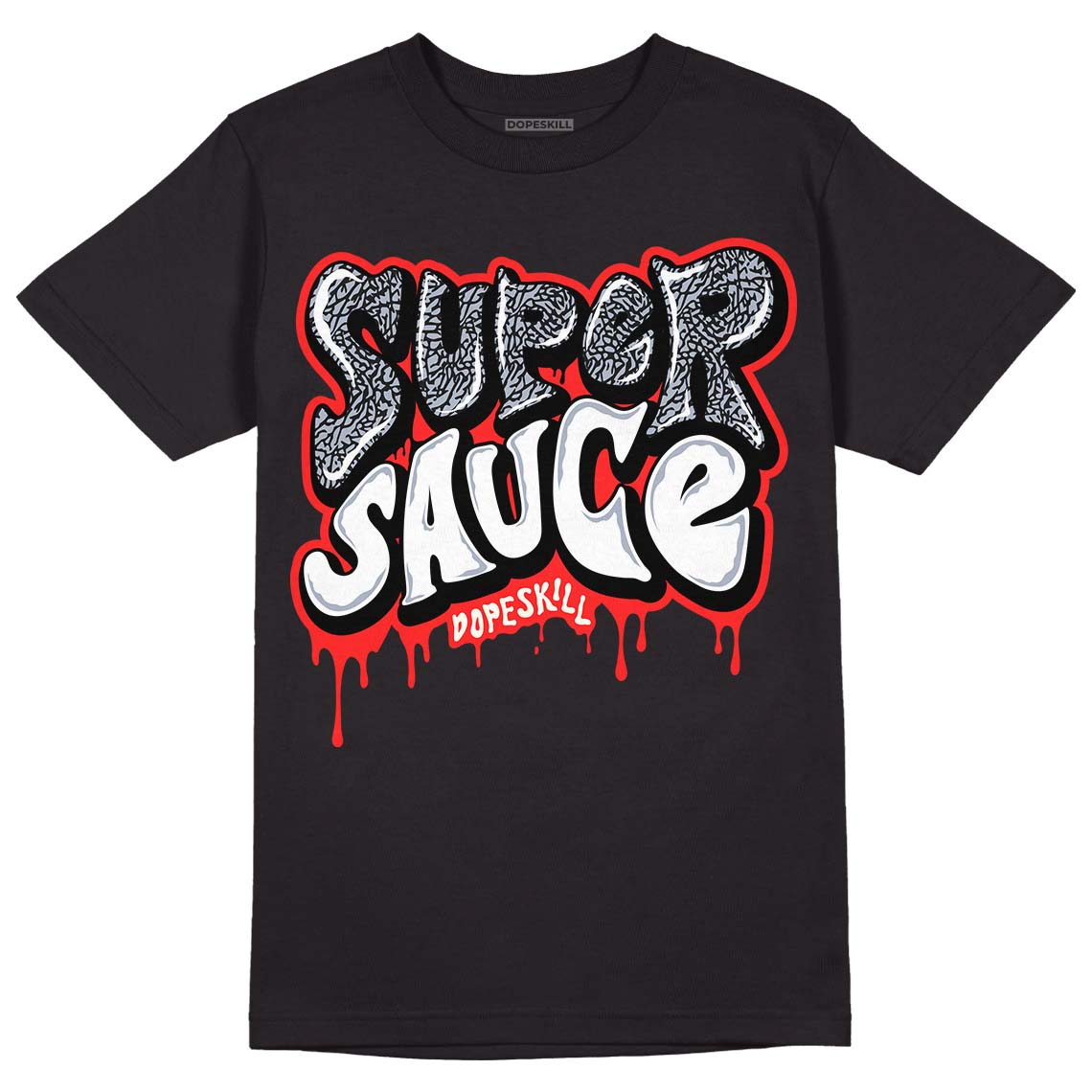 Jordan 3 Retro White Cement Reimagined DopeSkill T-Shirt Super Sauce Graphic Streetwear - Black