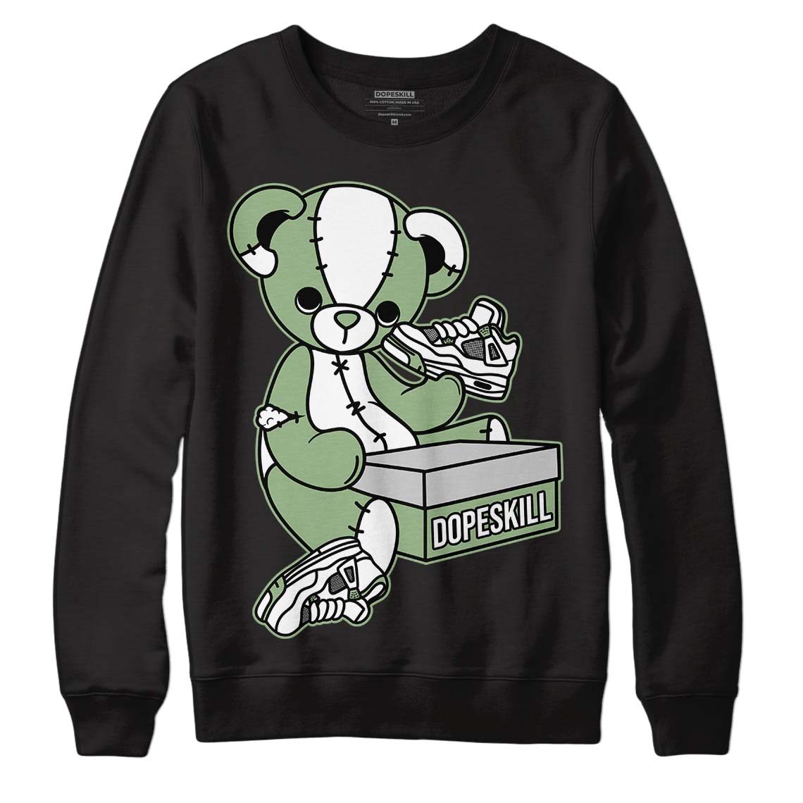 Jordan 4 Retro “Seafoam”  DopeSkill Sweatshirt Sneakerhead BEAR Graphic Streetwear  - Black