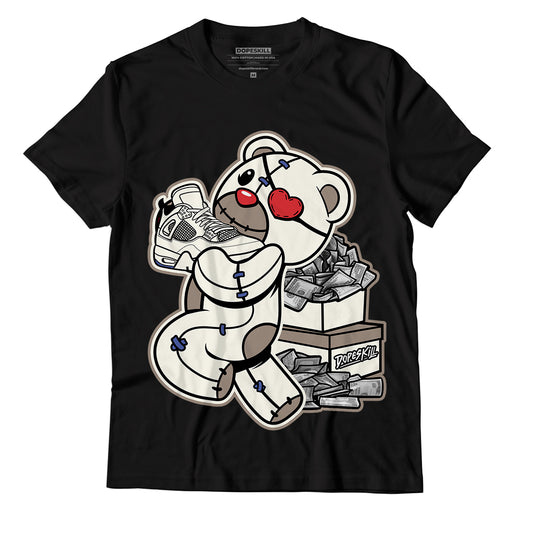 Jordan 4 Sail Canvas DopeSkill T-Shirt Bear Steals Sneaker Graphic - Black