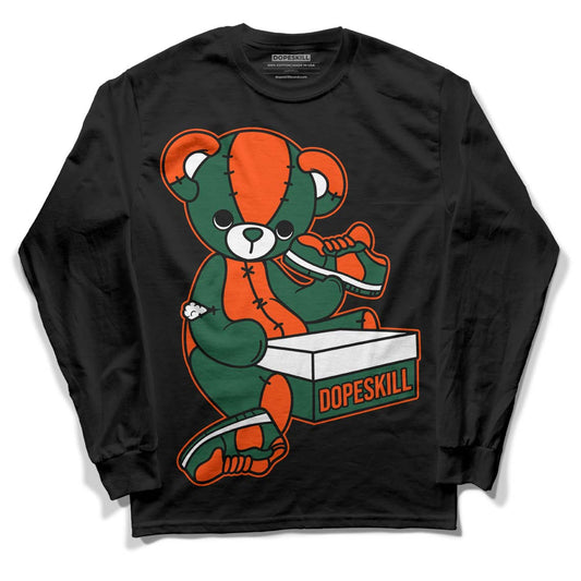 Dunk Low Team Dark Green Orange DopeSkill Long Sleeve T-Shirt Sneakerhead BEAR Graphic - Black