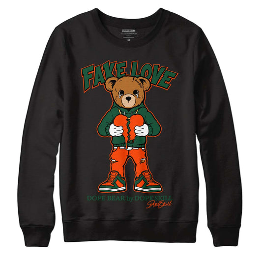 Dunk Low Team Dark Green Orange DopeSkill Sweatshirt Fake Love Graphic - Black