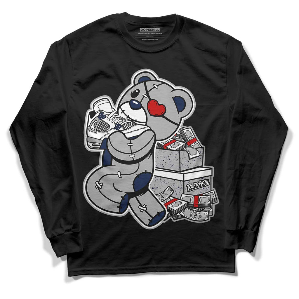 Midnight Navy 4s DopeSkill Long Sleeve T-Shirt Bear Steals Sneaker Graphic - Black