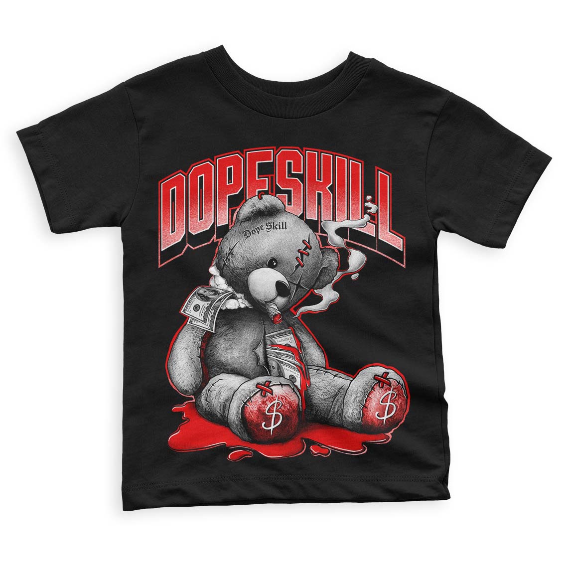 Cherry 11s  DopeSkill Toddler Kids T-shirt Sick Bear Graphic - Black