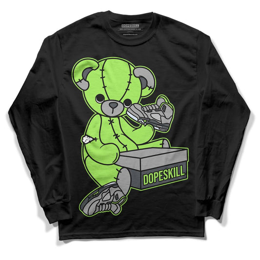 Green Bean 5s DopeSkill Long Sleeve T-Shirt Sneakerhead BEAR Graphic - Black 