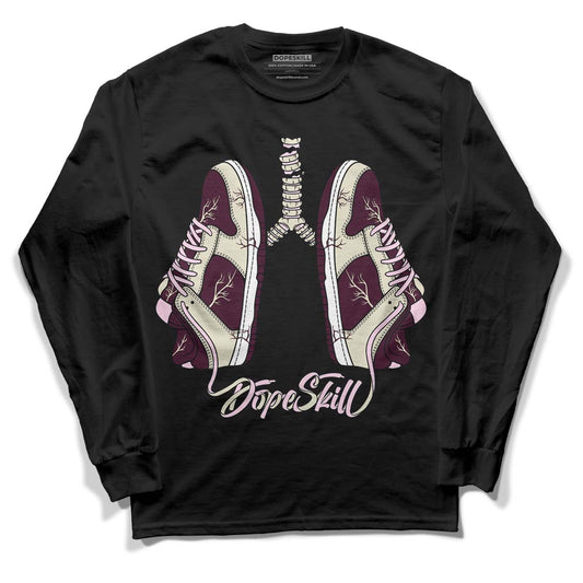 Dunk Low Night Maroon and Medium Soft Pink DopeSkill Long Sleeve T-Shirt Breathe Graphic Streetwear - Black 