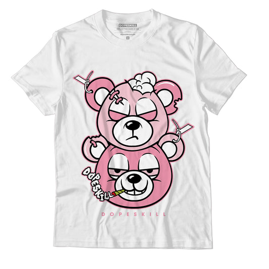 Question Mid Pink Toe DopeSkill T-Shirt New Double Bear Graphic - White 