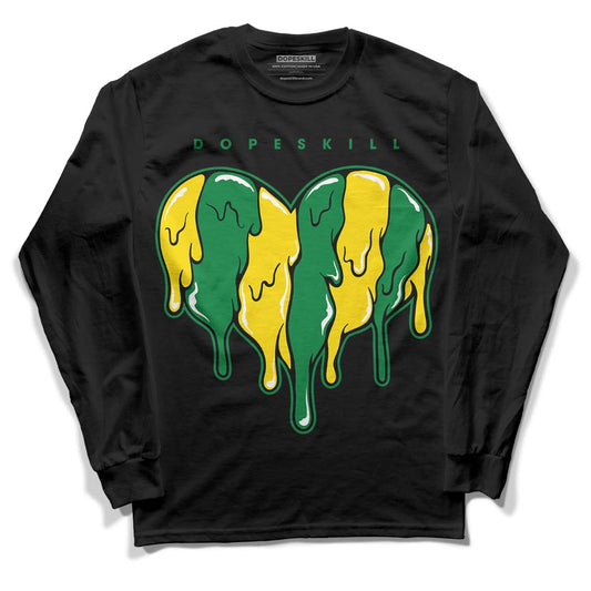 Dunk Low Reverse Brazil DopeSkill Long Sleeve T-Shirt Slime Drip Heart Graphic - Black