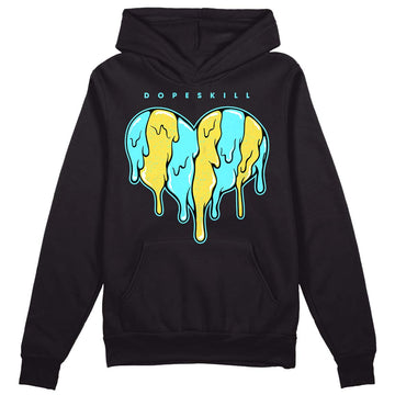 Aqua 5s DopeSkill Hoodie Sweatshirt Slime Drip Heart Graphic - Black 