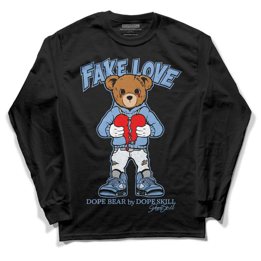 Jordan 5 Retro University Blue DopeSkill Long Sleeve T-Shirt Fake Love Graphic Streetwear - Black