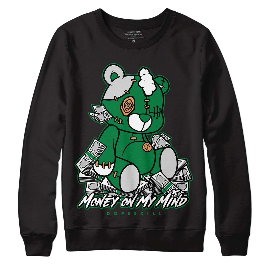 Nike SB x Jordan 4 “Pine Green” DopeSkill Sweatshirt MOMM Bear Graphic Streetwear - Black