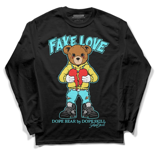 Aqua 5s DopeSkill Long Sleeve T-Shirt Fake Love Graphic - Black