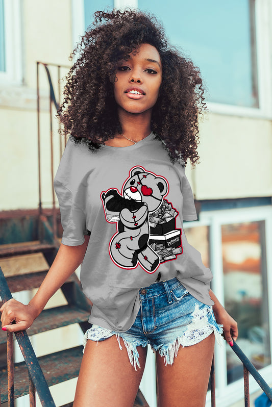 AJ 9 Particle Grey DopeSkill Particle Grey T-shirt Bear Steals Sneaker Graphic