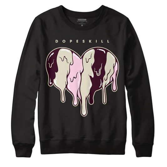 Dunk Low Night Maroon and Medium Soft Pink DopeSkill Sweatshirt Slime Drip Heart Graphic Streetwear - Black 