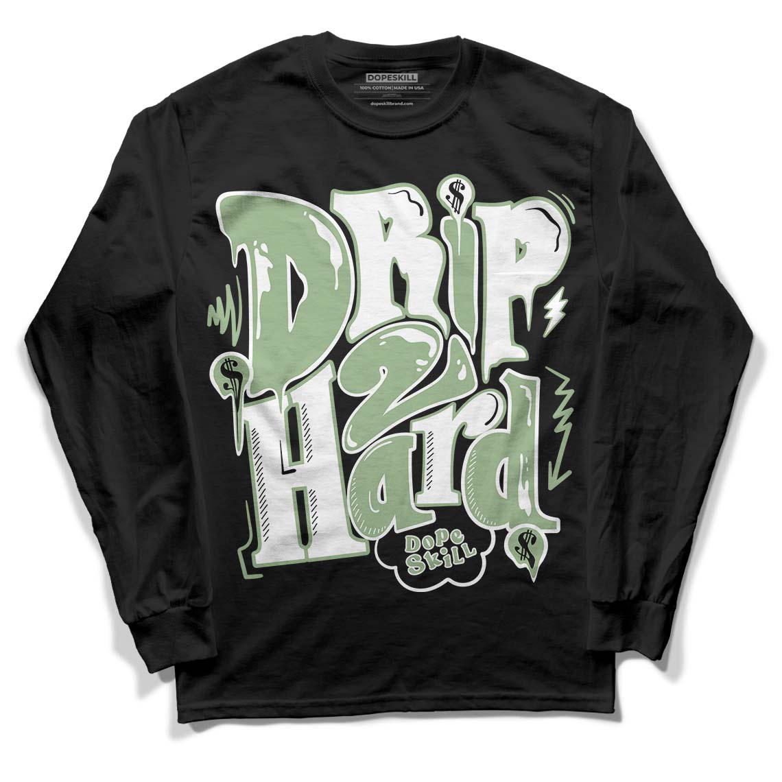 Jordan 4 Retro “Seafoam” DopeSkill Long Sleeve T-Shirt Drip Too Hard Graphic Streetwear  - Black 