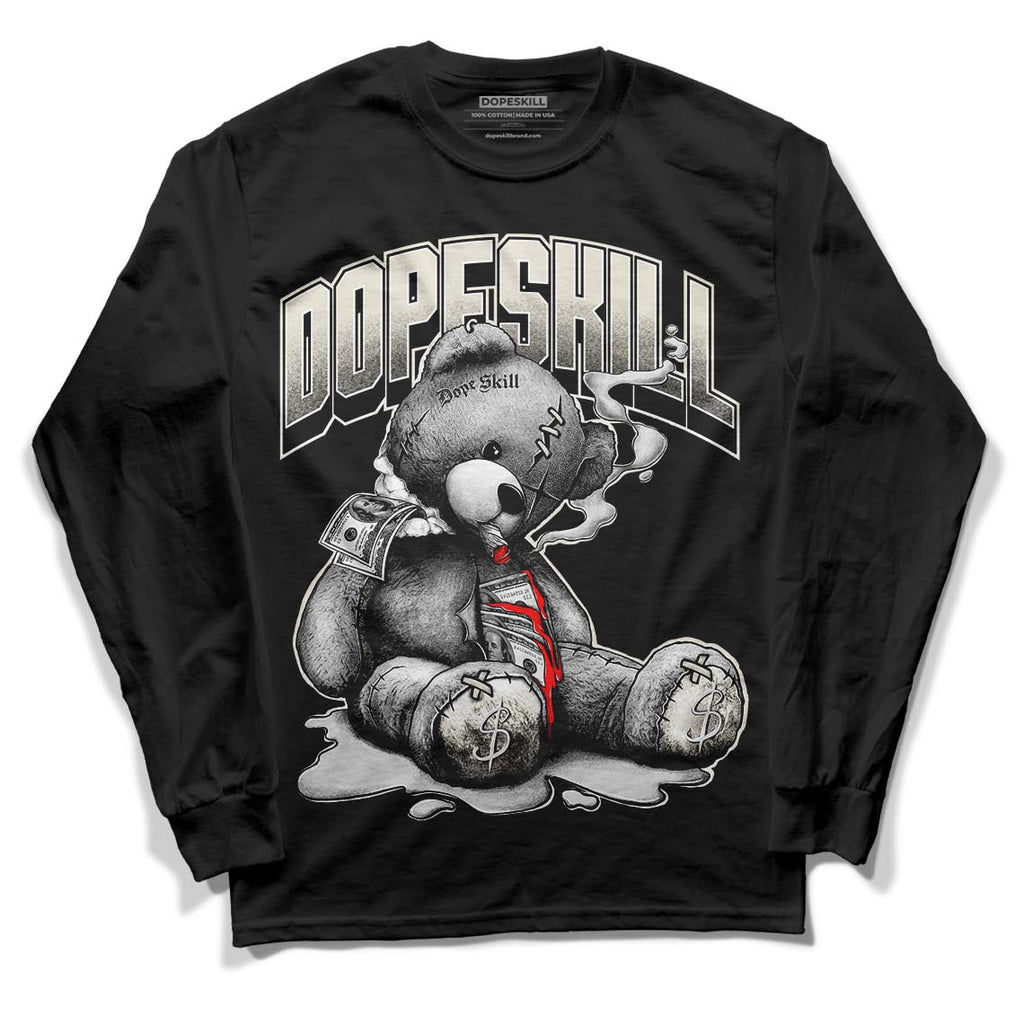 Light Orewood Brown 11s Low DopeSkill Long Sleeve T-Shirt Sick Bear Graphic - Black