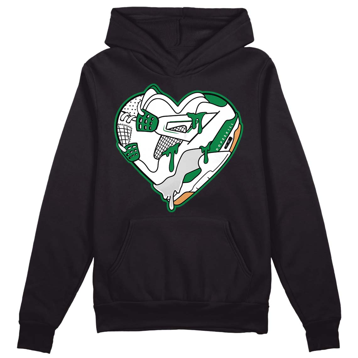 Nike SB x Jordan 4 “Pine Green” DopeSkill Hoodie Sweatshirt Heart Jordan 4 Graphic Streetwear - Black