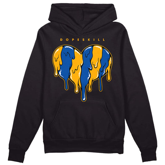 Dunk Blue Jay and University Gold DopeSkill Hoodie Sweatshirt Slime Drip Heart Graphic Streetwear - Black
