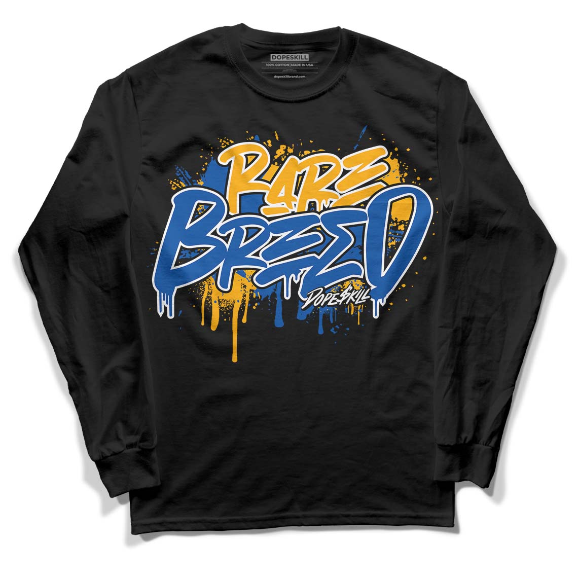 Dunk Blue Jay and University Gold DopeSkill Long Sleeve T-Shirt Rare Breed Graphic Streetwear - Black