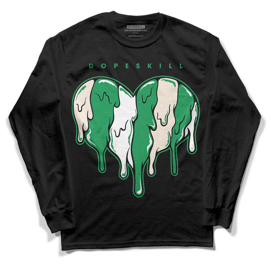 Jordan 2 Retro Lucky Green DopeSkill Long Sleeve T-Shirt Slime Drip Heart Graphic Streetwear  - Black 