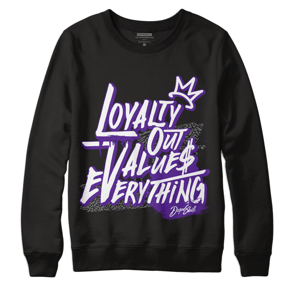 Jordan 3 Dark Iris DopeSkill Sweatshirt LOVE Graphic - Black 