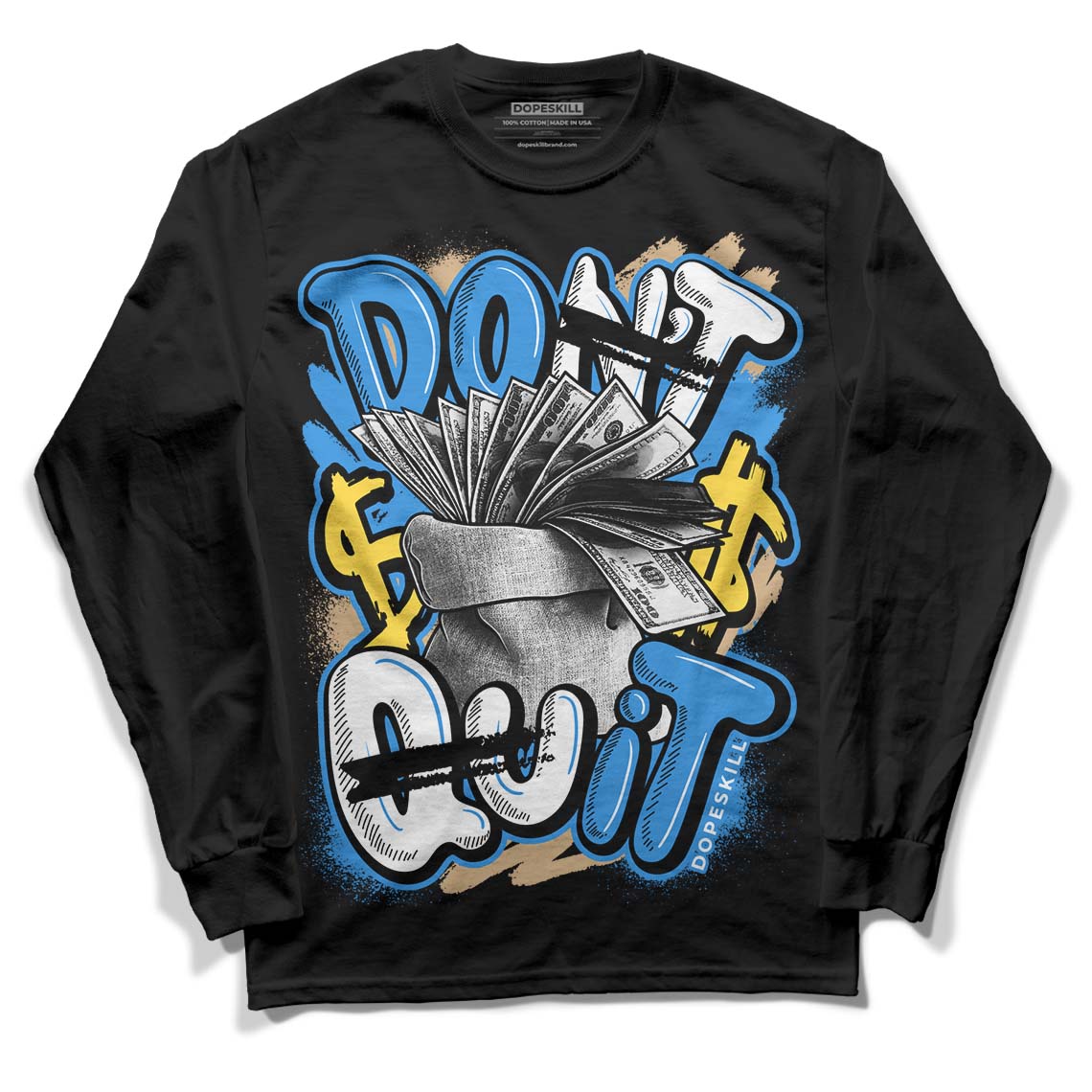 SB Dunk Low Homer DopeSkill Long Sleeve T-Shirt Don't Quit Graphic - Black