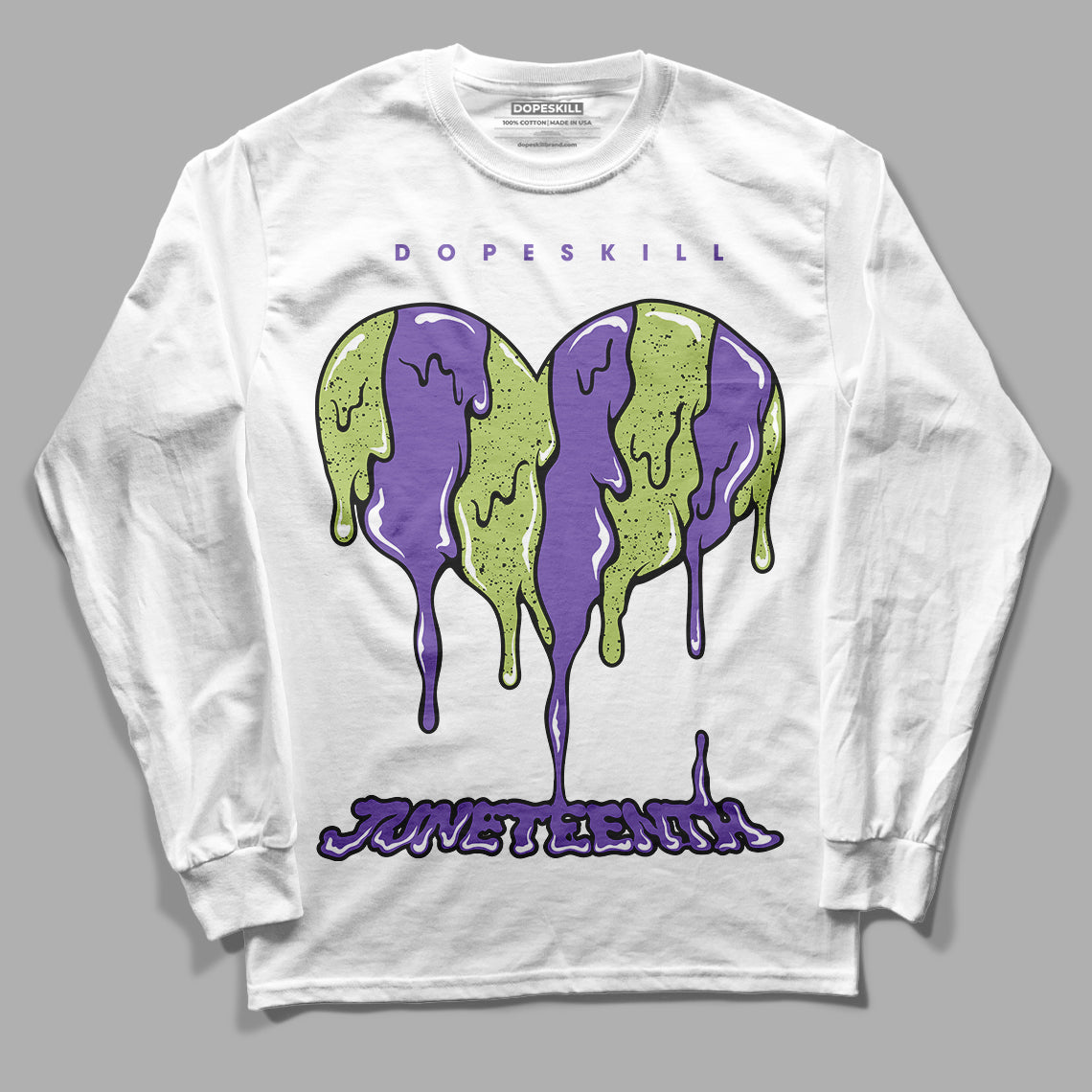 Canyon Purple 4s DopeSkill Long Sleeve T-Shirt Juneteenth Heart Graphic - White 