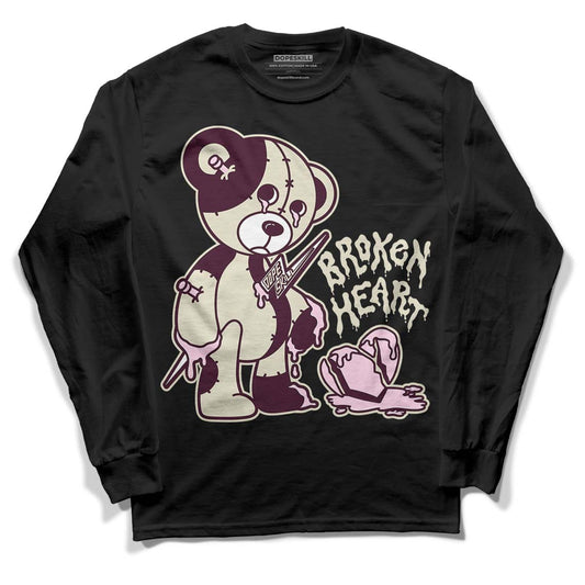 Dunk Low Night Maroon and Medium Soft Pink DopeSkill Long Sleeve T-Shirt Broken Heart Graphic Streetwear - Black 