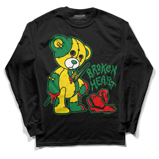 Dunk Low Reverse Brazil DopeSkill Long Sleeve T-Shirt Broken Heart Graphic - Black