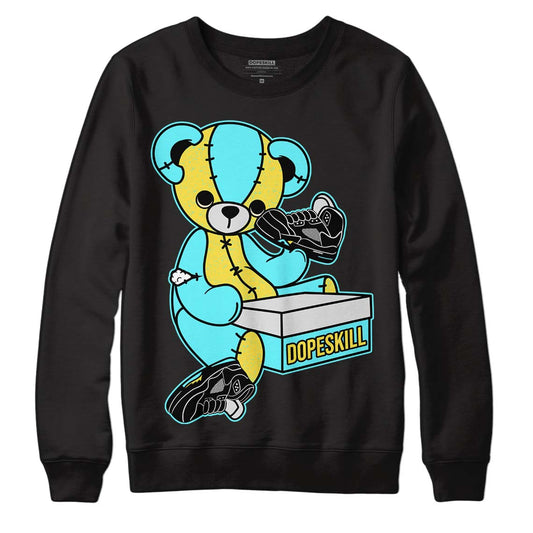 Aqua 5s DopeSkill Sweatshirt Sneakerhead BEAR Graphic - Black 